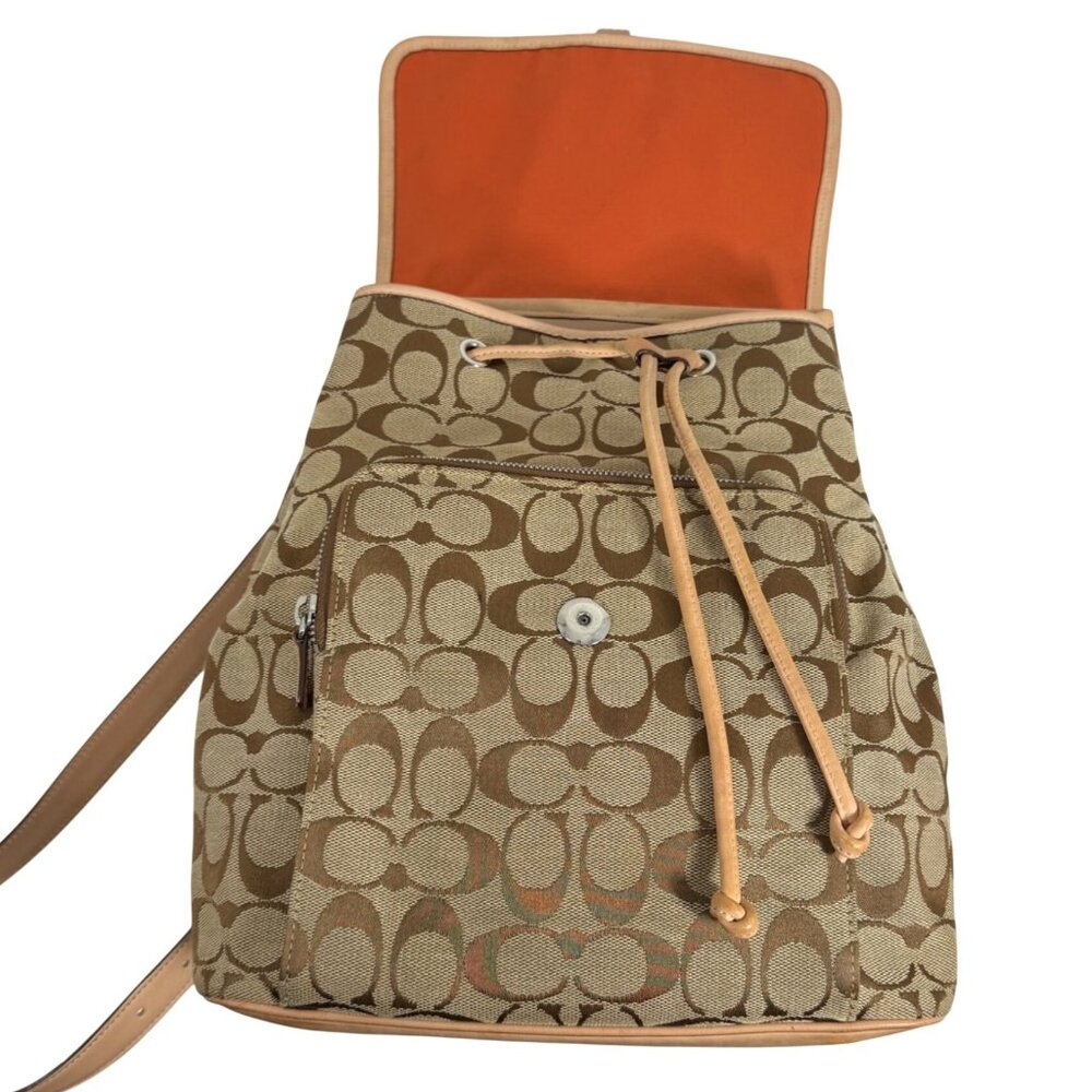 Vintage COACH Classic Signature Logo Vachetta Tan Buckle Backpack Bag 6080 Y2K - Picture 8 of 12